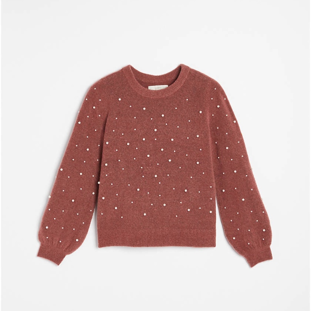 NWT Loft Elegant Rose Pearlized Sweater Sz XL